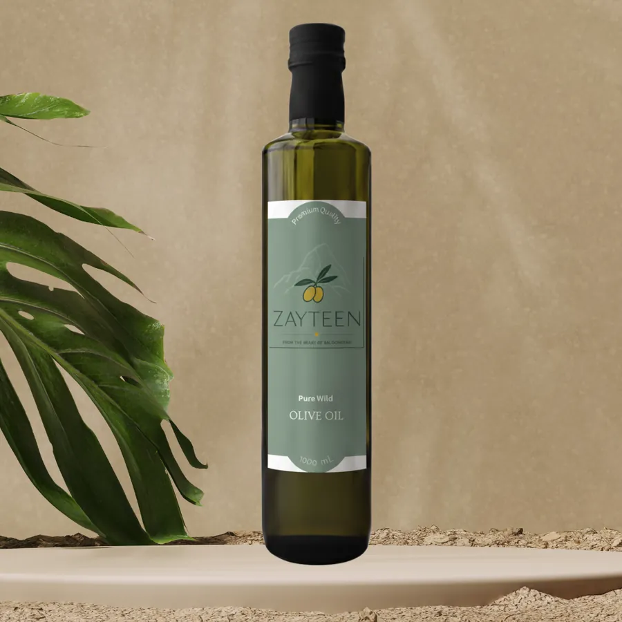 Zayteen pure wild olive oil bottle